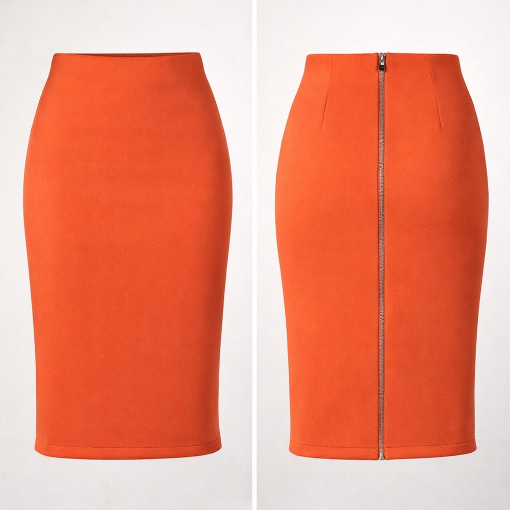 Catherine Malandrino Pencil Skirt Stretch Tailoring Officecore Persimmon